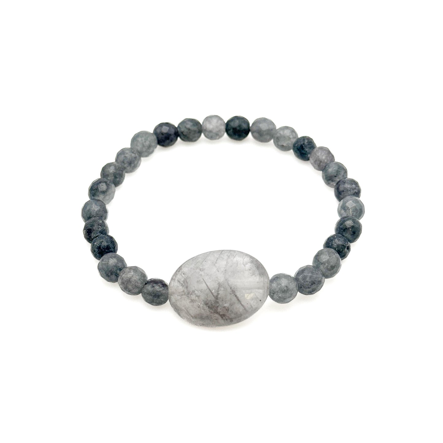 Gray agate stretch bracelet