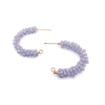 Pastel blue gold crescent earrings