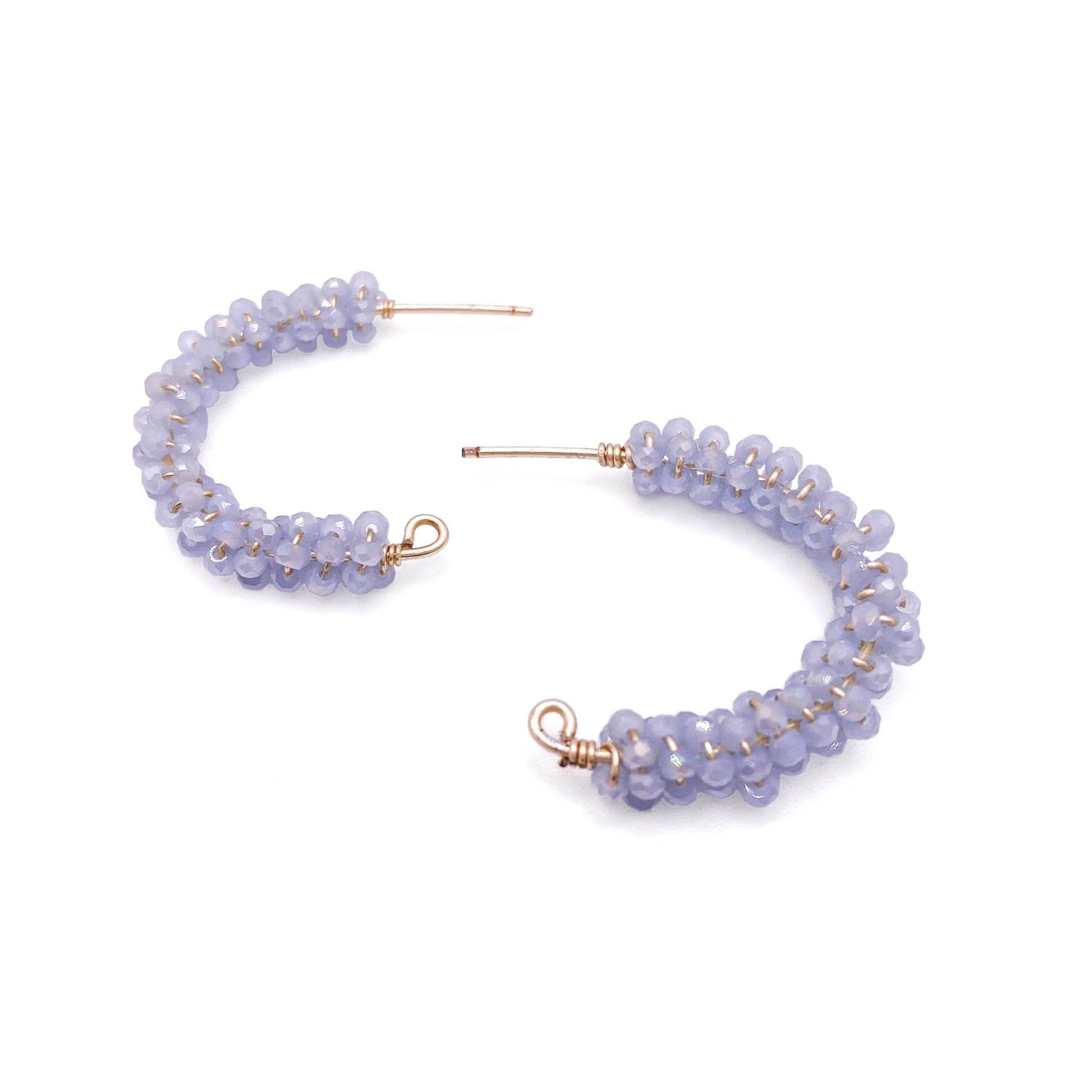 Pastel blue gold crescent earrings