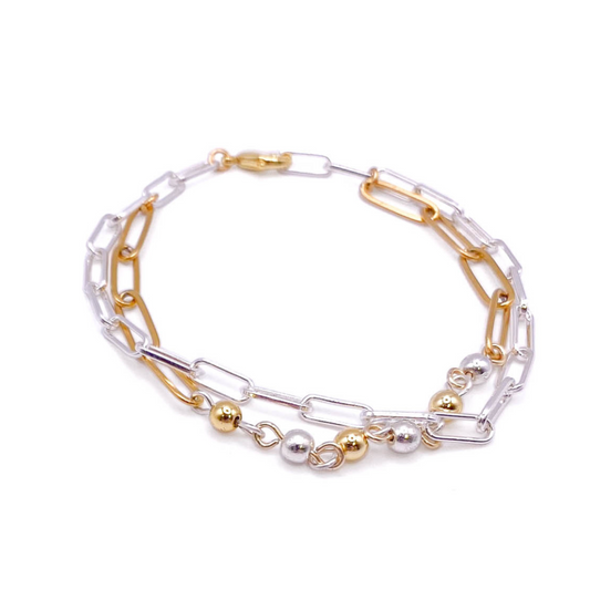 Gold silver paperclip bracelet