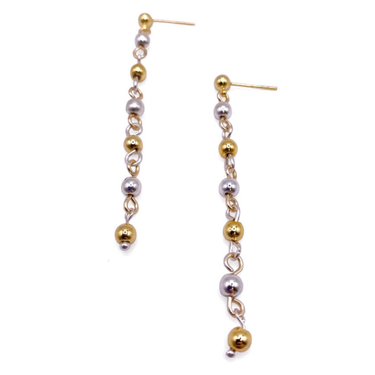 Gold silver long post earrings