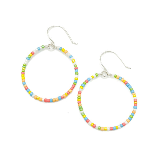 Spring multicolor pastel silver earrings