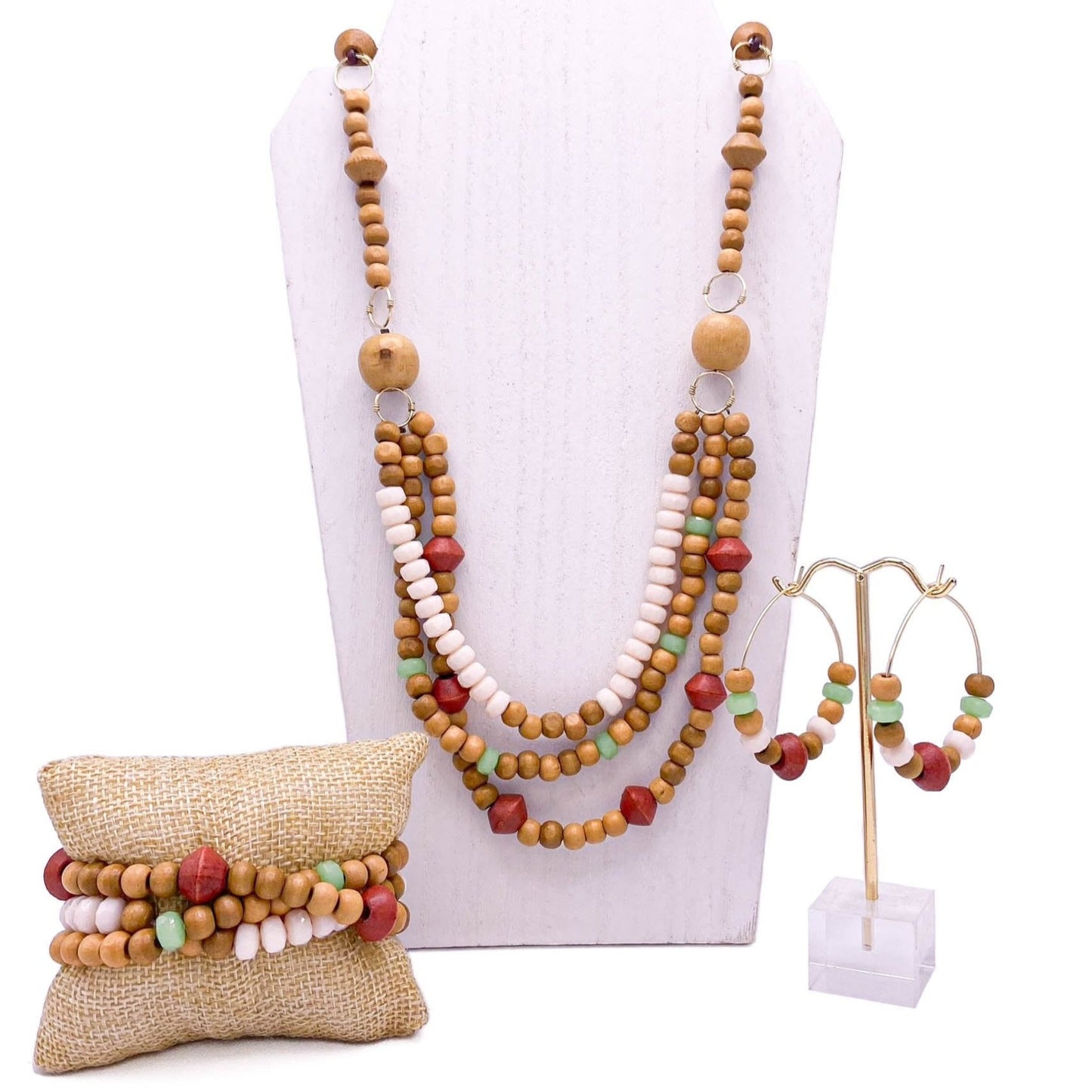 Multicolor wood gold jewelry