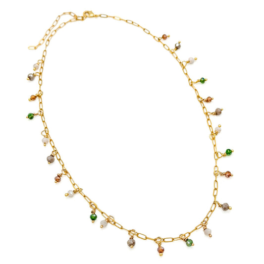 Multicolor fall gold choker necklace