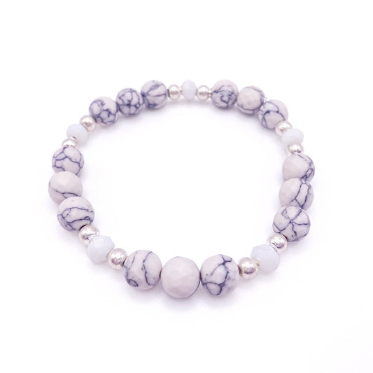 White howlite silver stretch bracelet