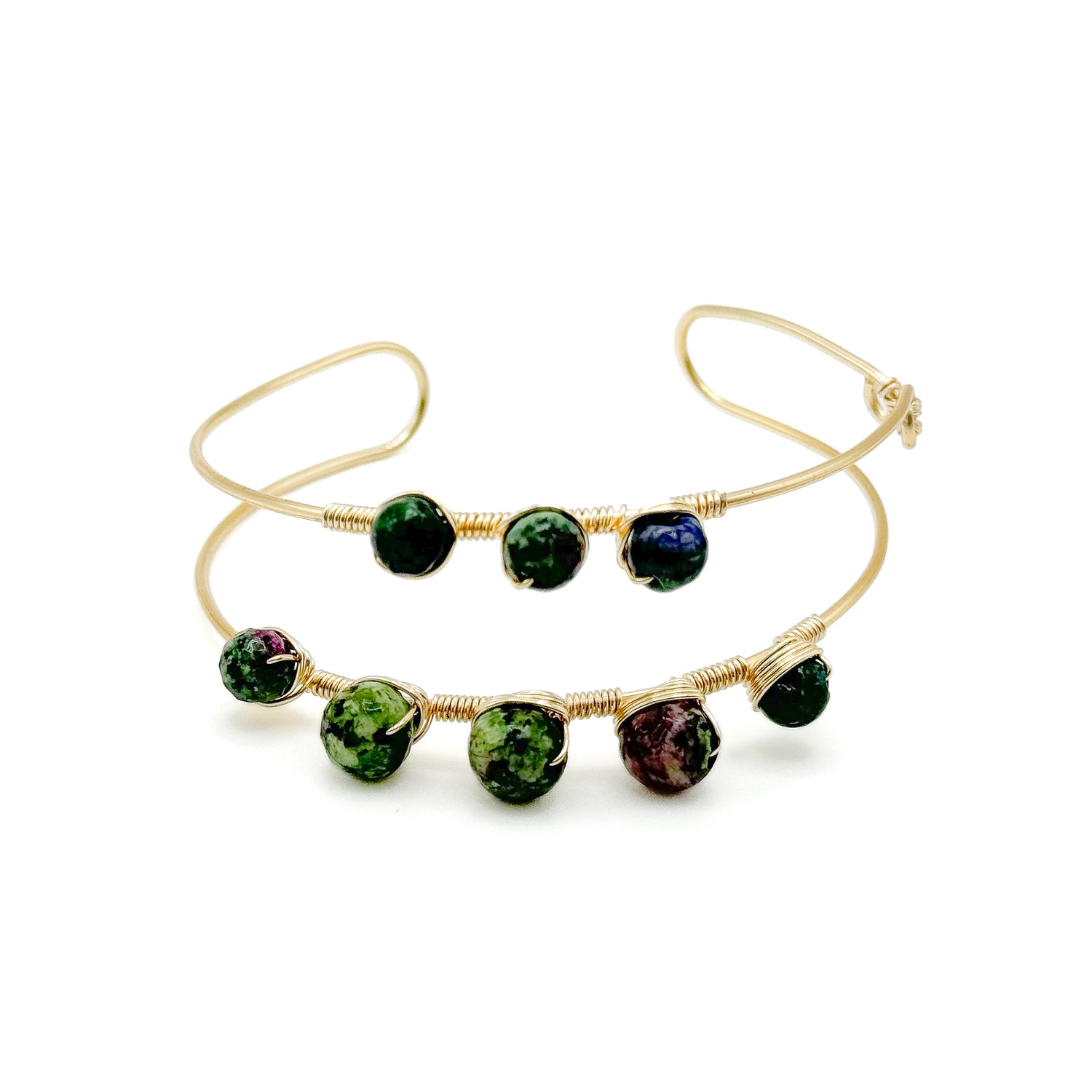 Gold multicolor agate bangle bracelet