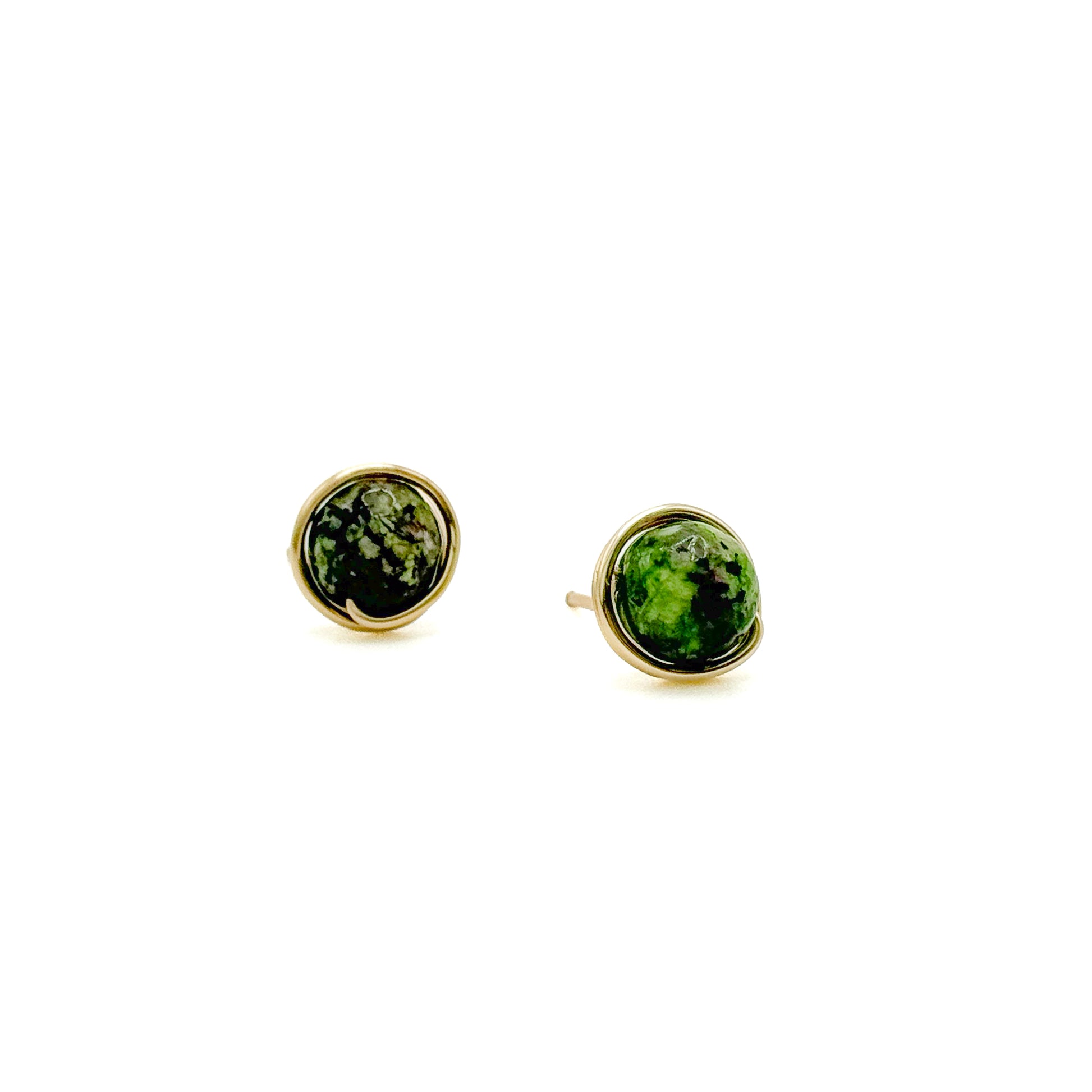 Gold multicolor agate stud earrings