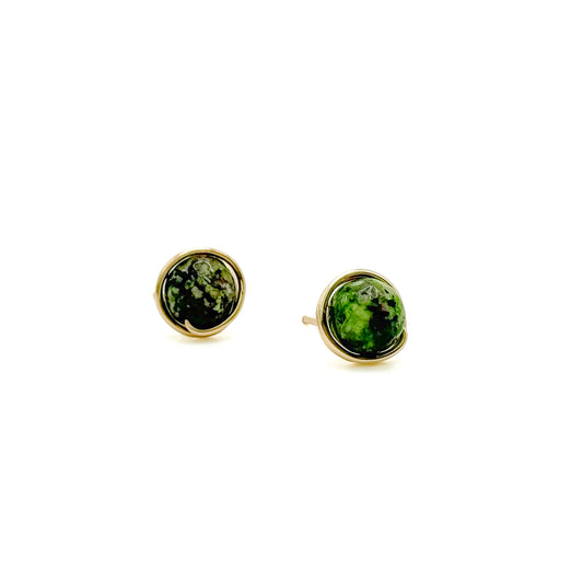 Gold multicolor agate stud earrings