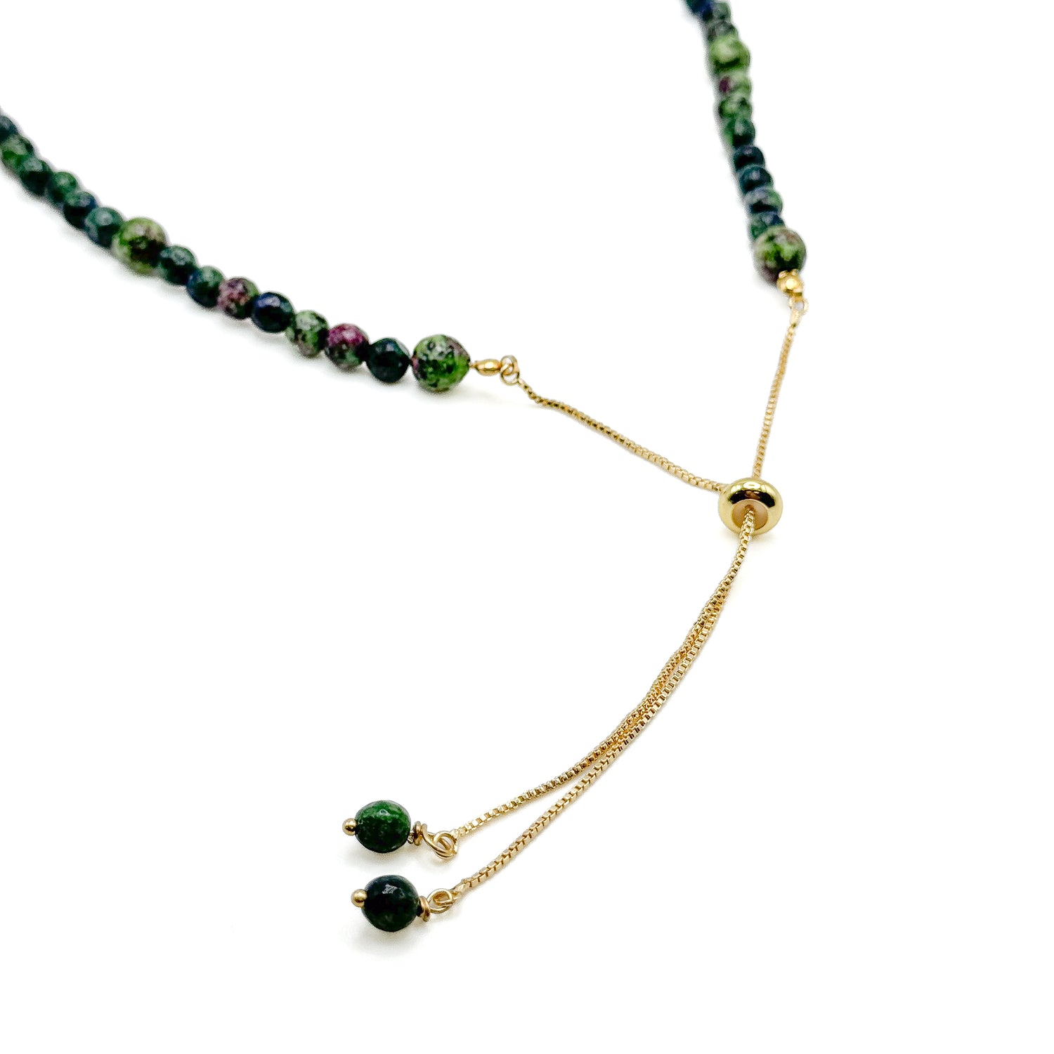 Gold multicolor agate bolo necklace