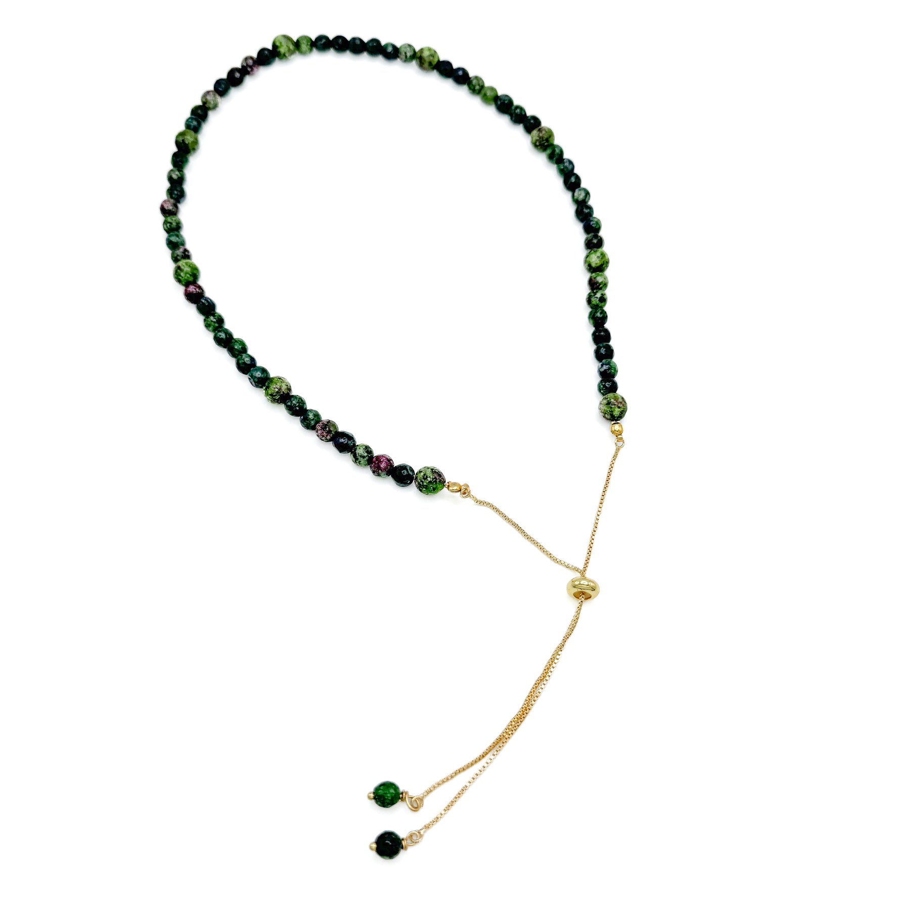 Gold multicolor agate bolo necklace