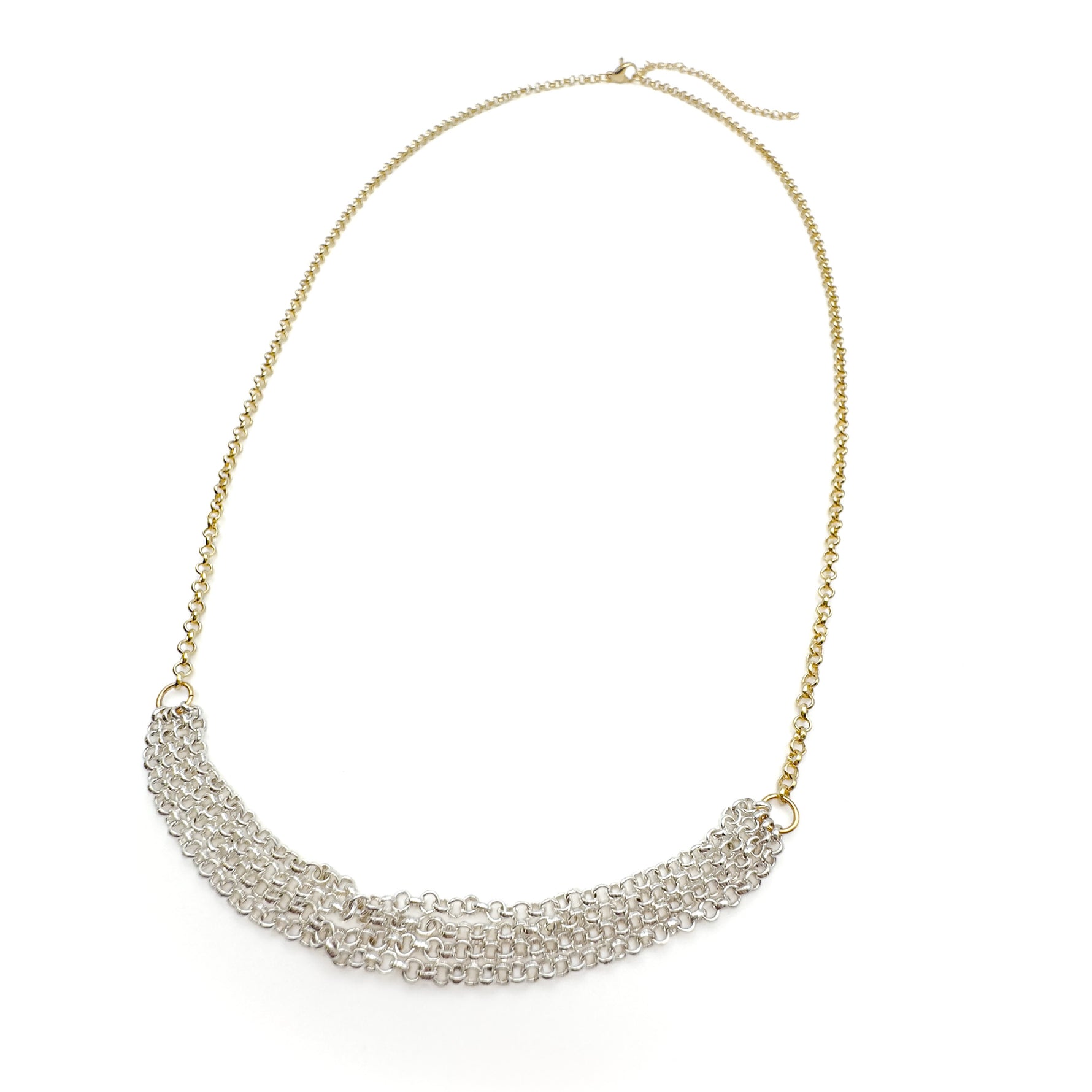 Two-tone gold and silver chain statement necklace