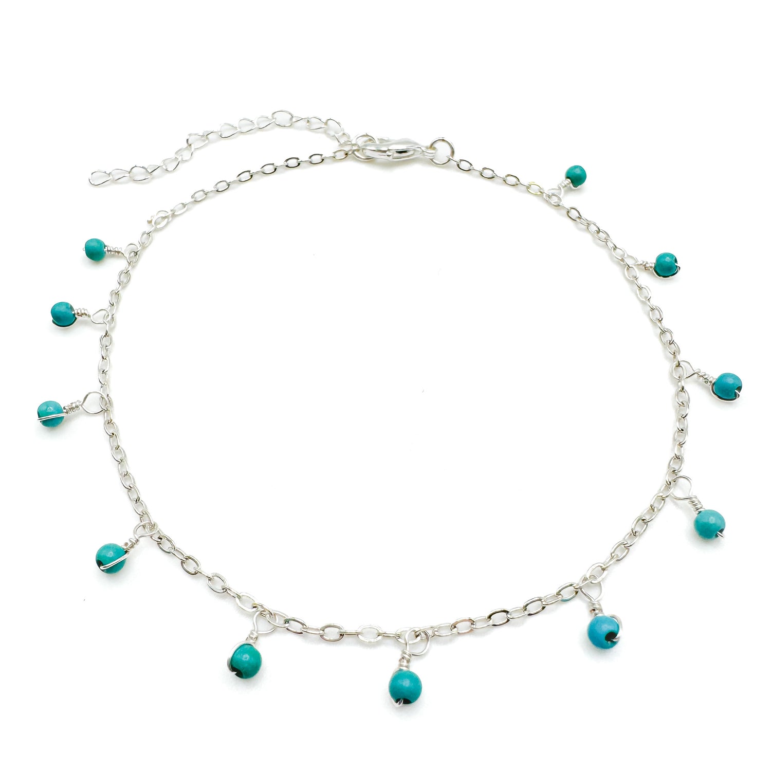 Turquoise silver anklet bracelet