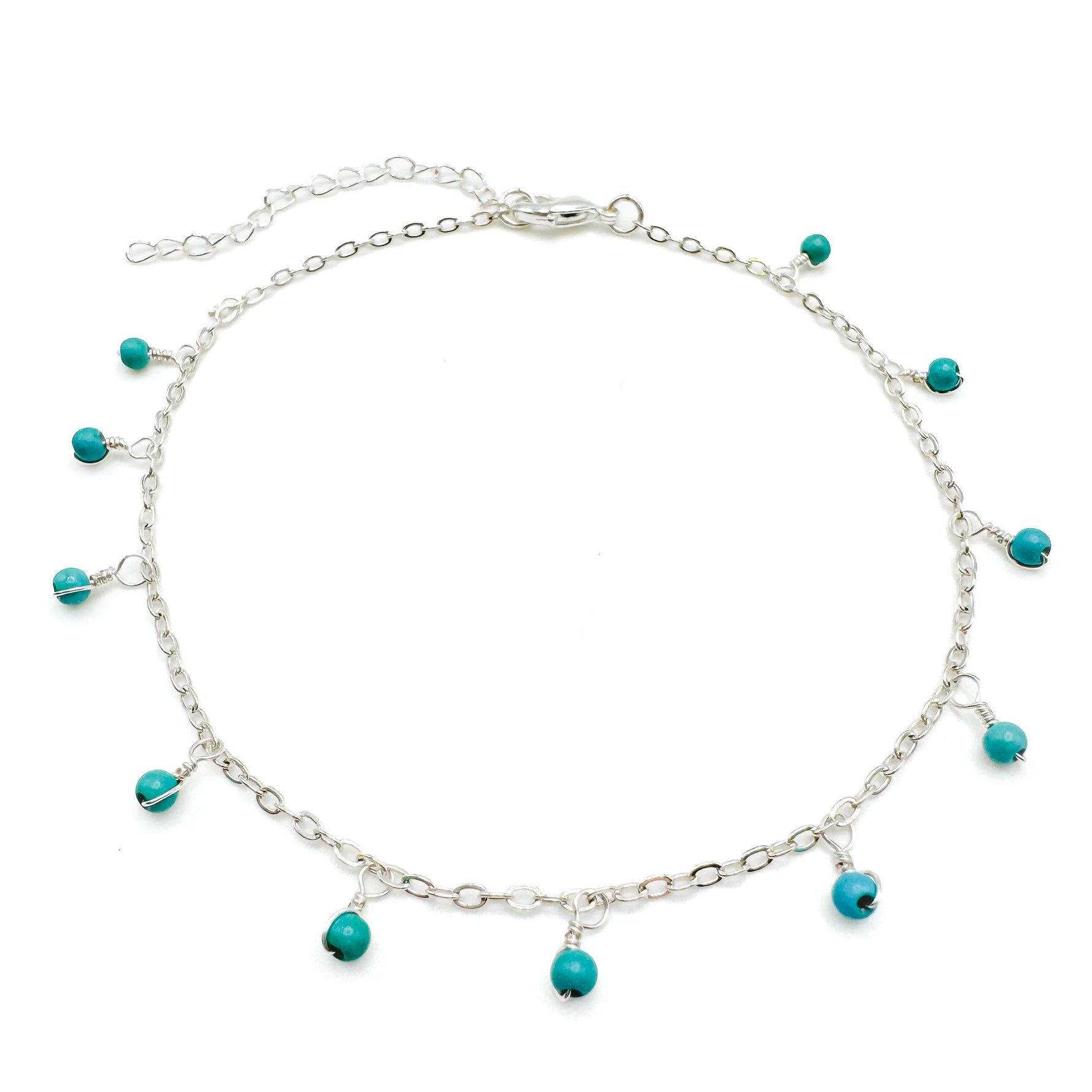 Turquoise silver anklet bracelet