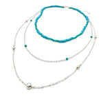 Turquoise silver multi-strand necklace