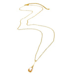 Peach cream agate gold necklace