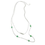 Green agate multi-strand silver necklace