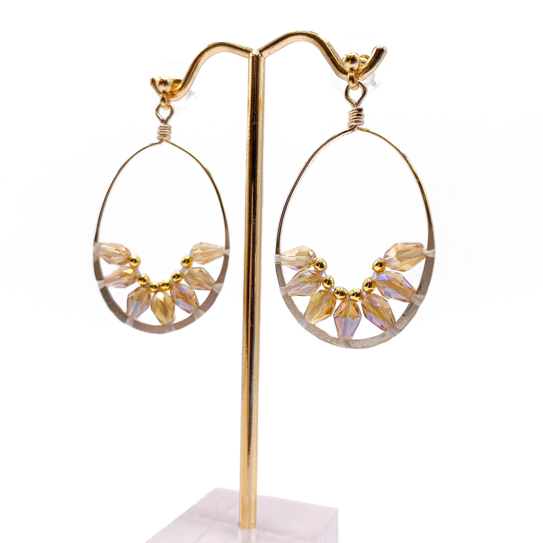 Gold crystal Artisan earrings