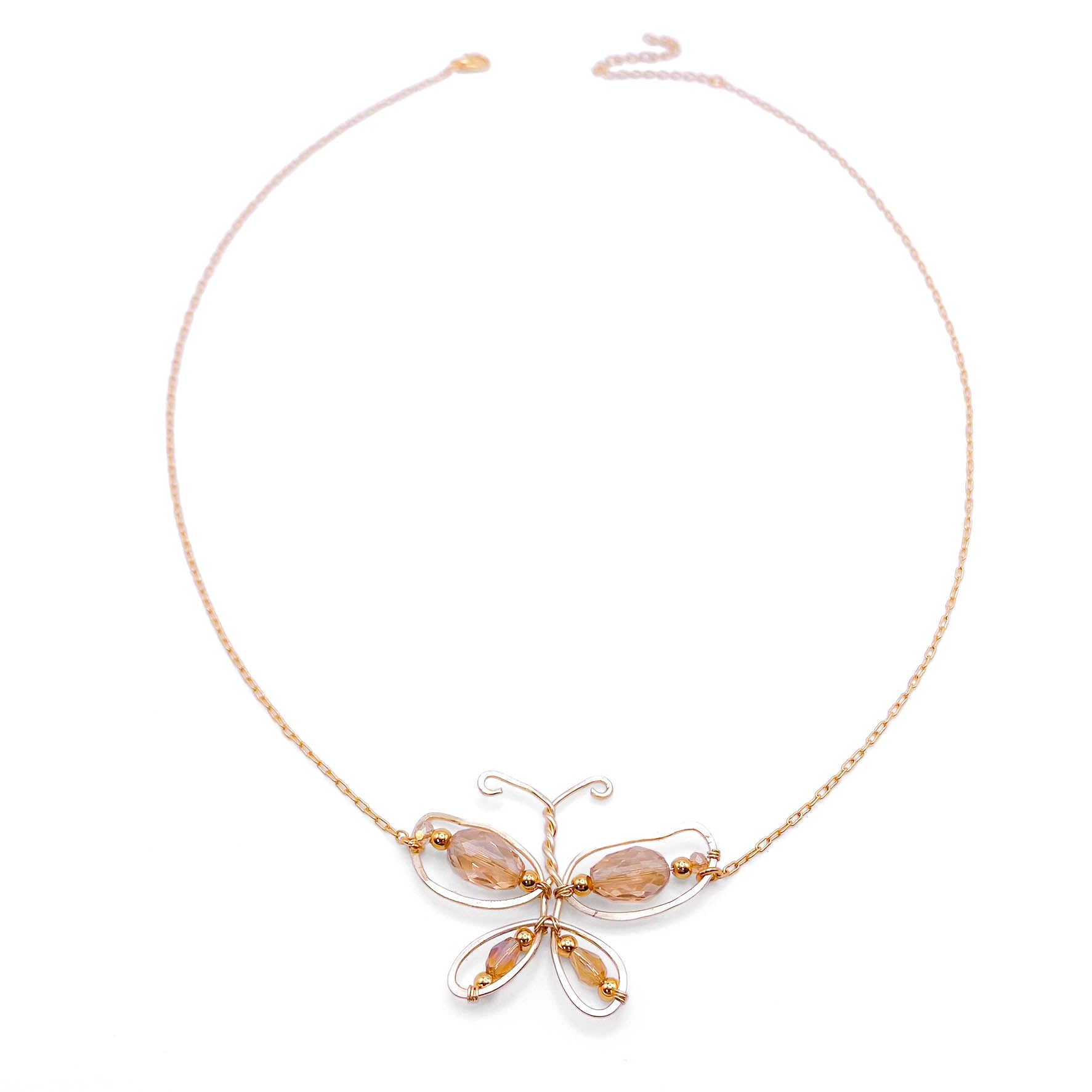 Gold crystal butterfly Artisan necklace