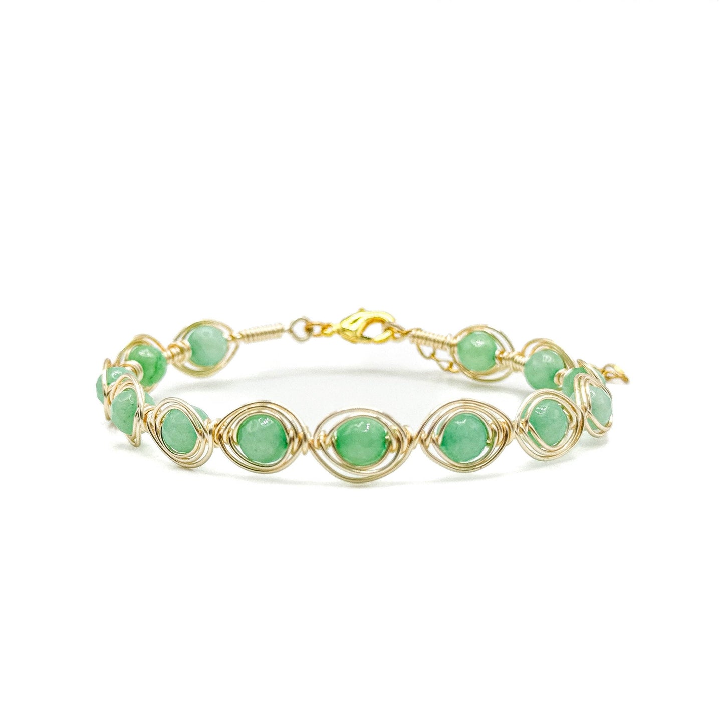 Green aventurine gold bangle bracelet