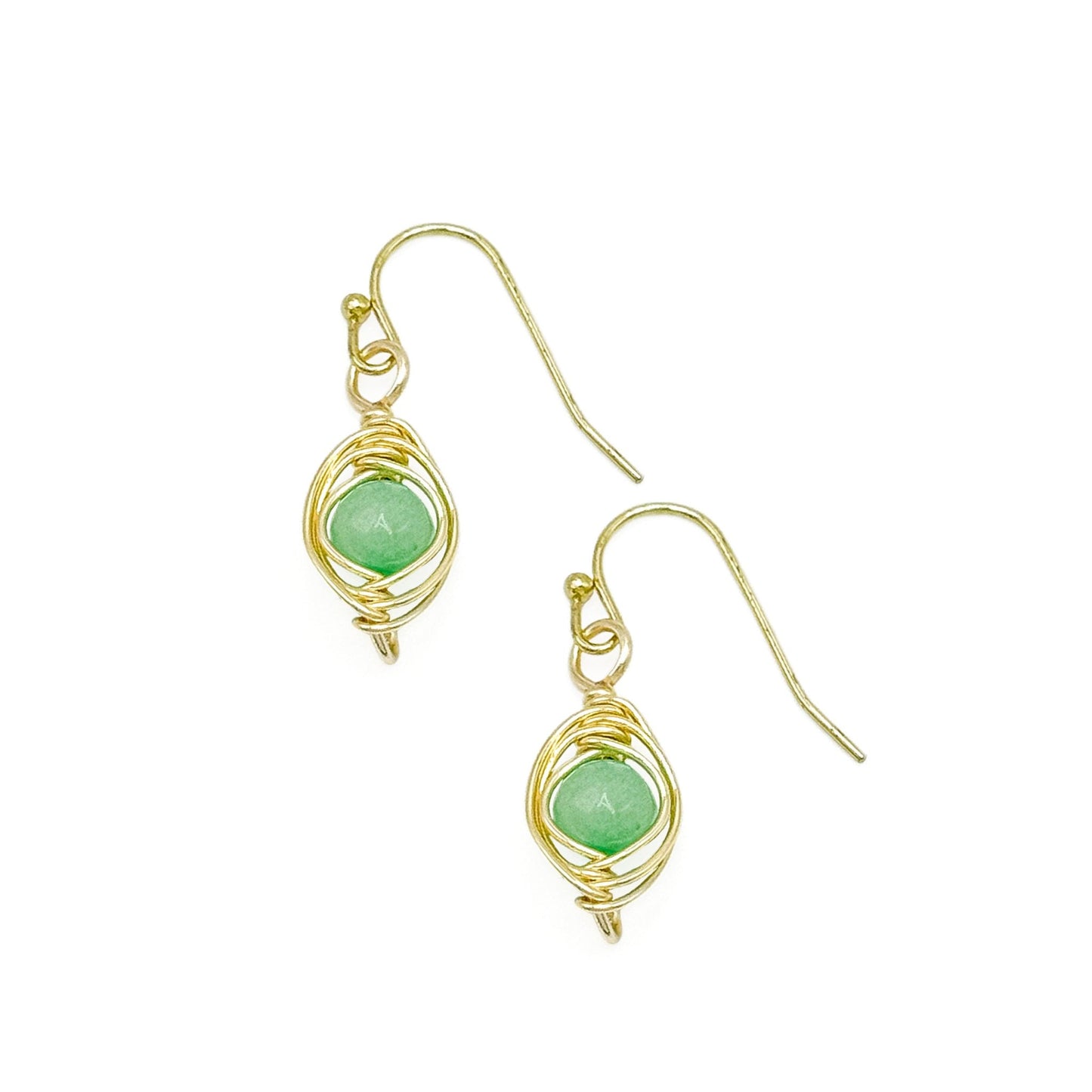 Green aventurine gold earrings