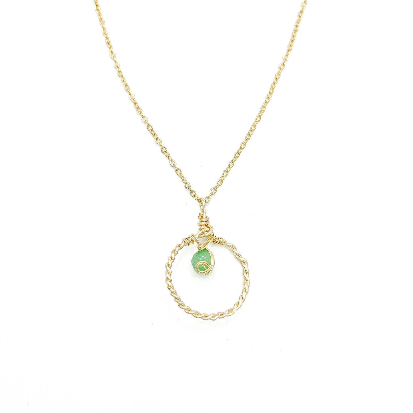 Green aventurine gold necklace