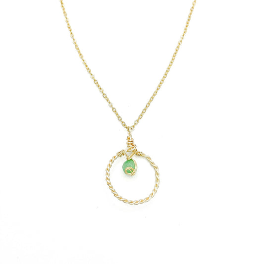 Green aventurine gold necklace