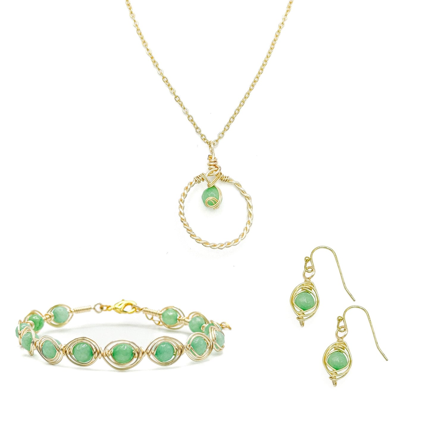 Green aventurine gold jewelry