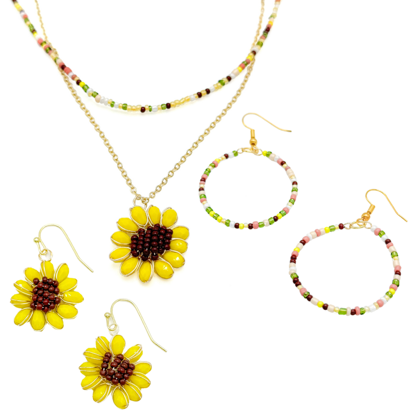 Fall sunflower multicolor gold jewelry