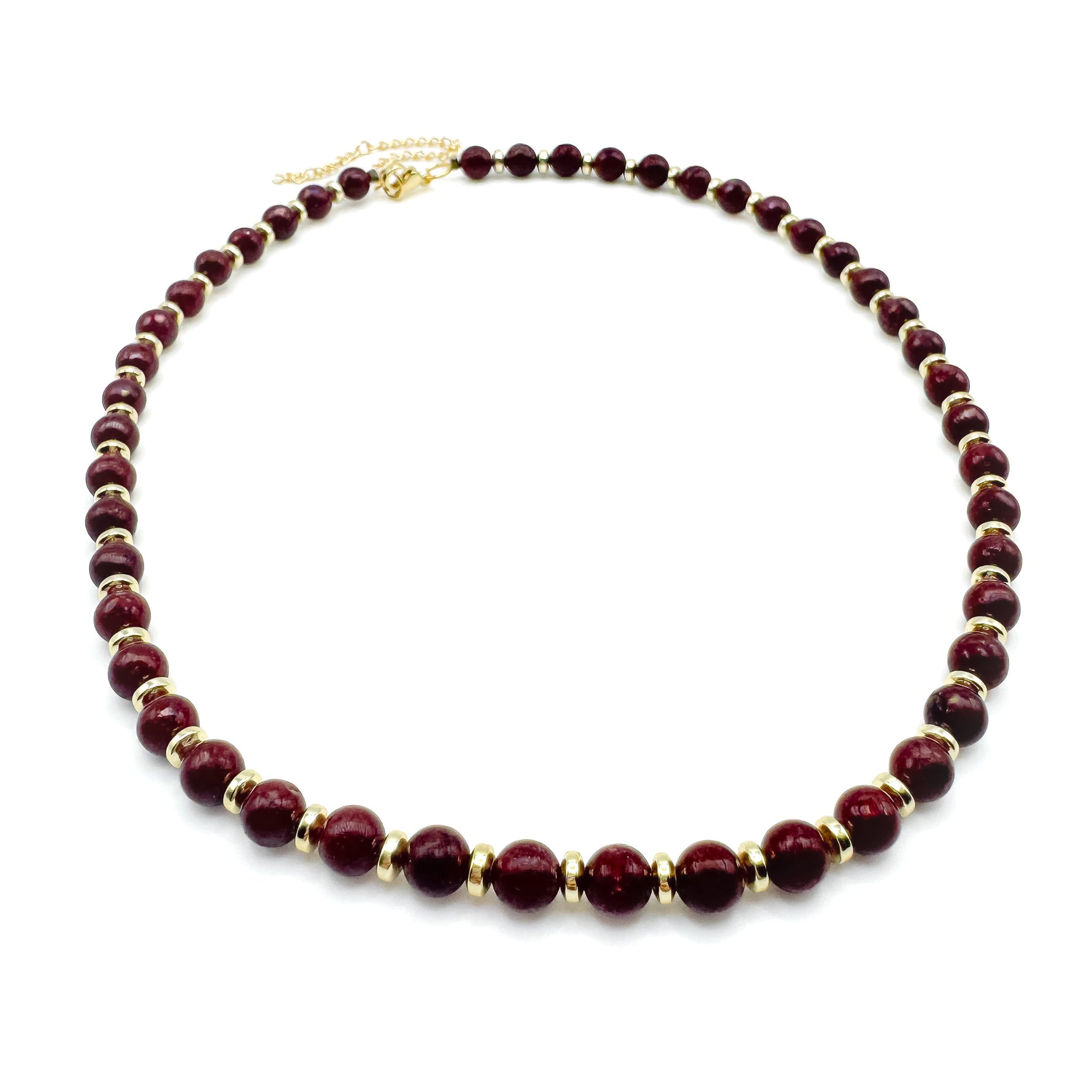 Dark brown agate and gold beaded short statement necklace