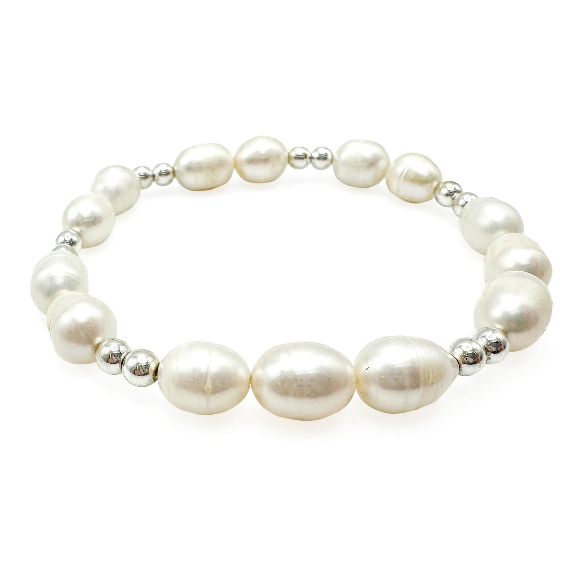 Pearl silver stretch bracelet