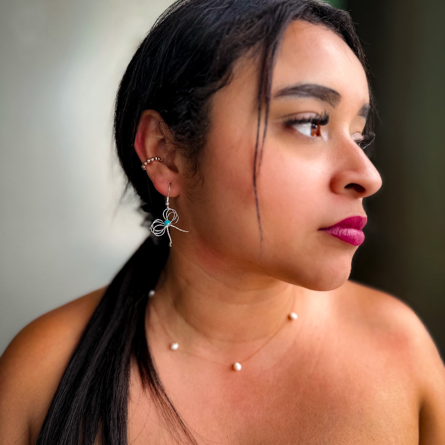 Naomi silver wire bow earrings