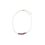 Multicolor white silver choker necklace