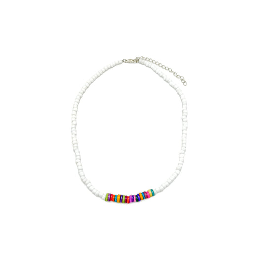 Multicolor white silver choker necklace