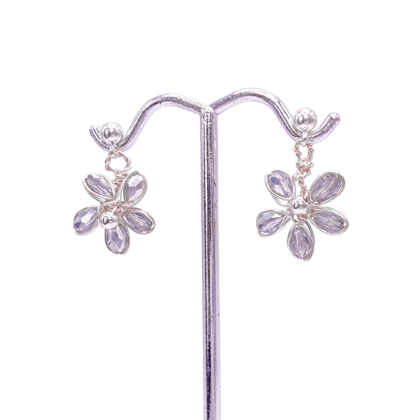 Silver flower post earrings