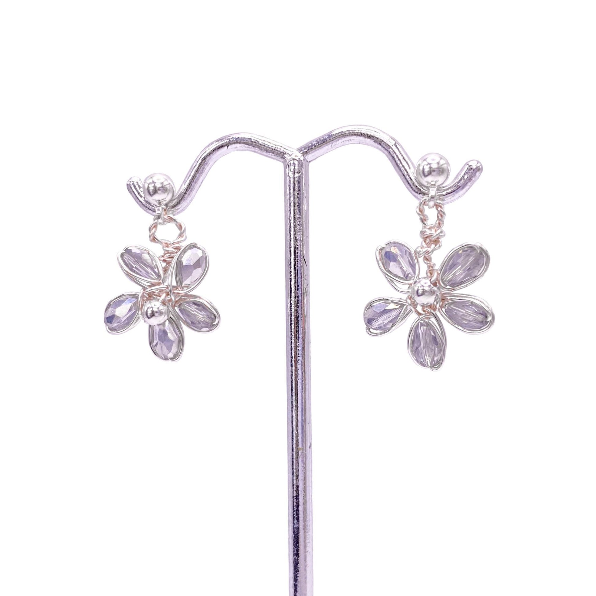 Silver flower post earrings