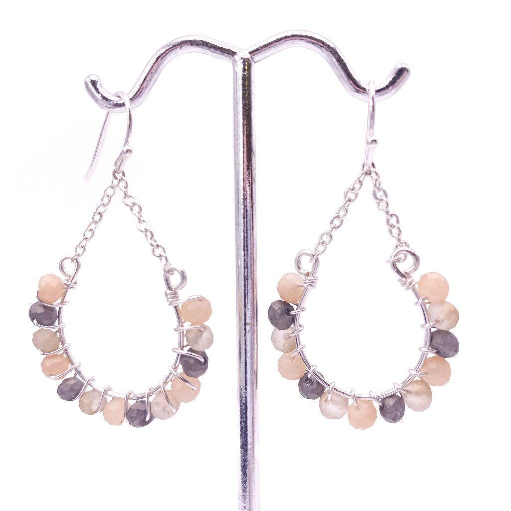 Neutral crystal silver earrings