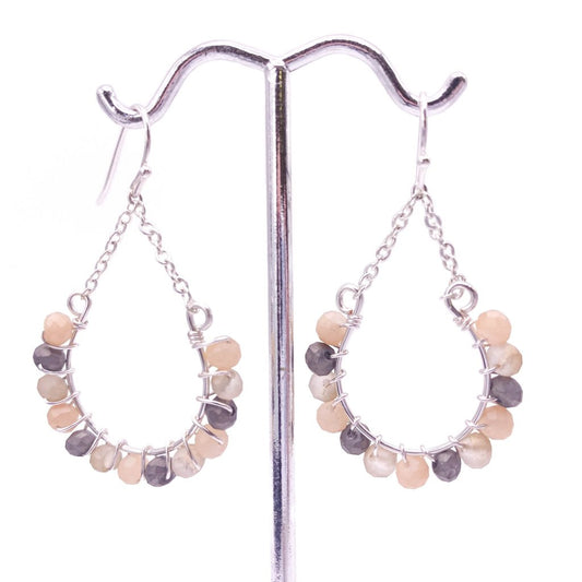 Neutral crystal silver earrings