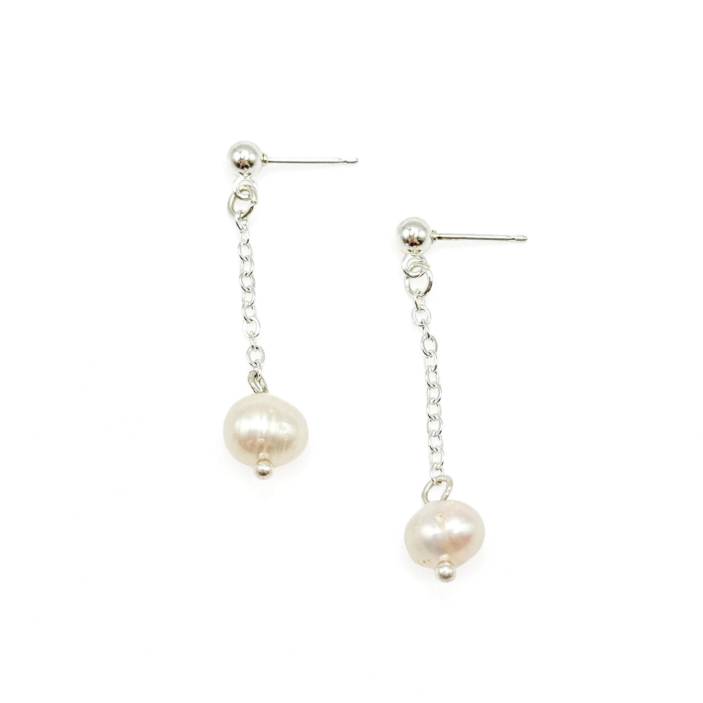 Pearl silver drop earrings