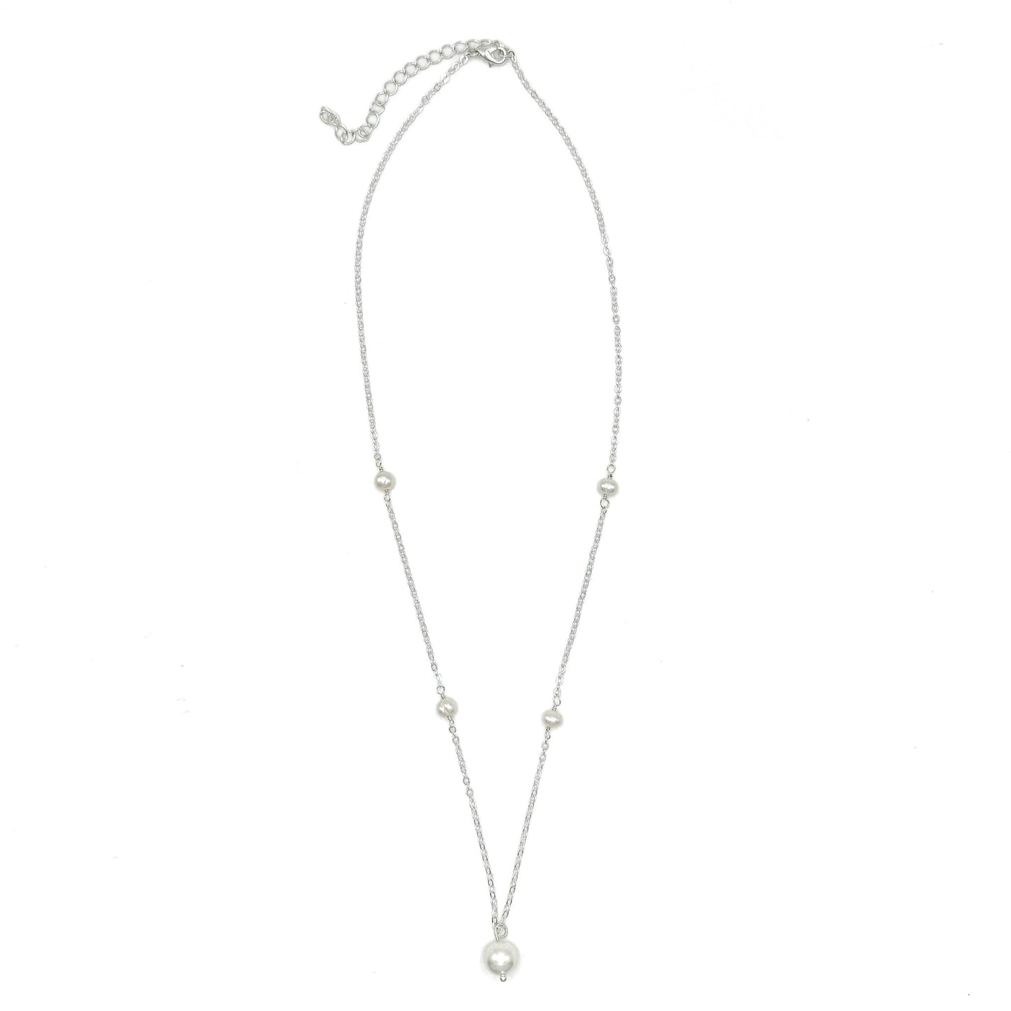 Pearl silver long necklace