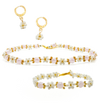 Pink pearl gold flower jewelry