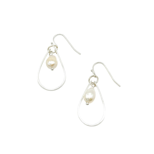 Pearl silver teardrop earrings