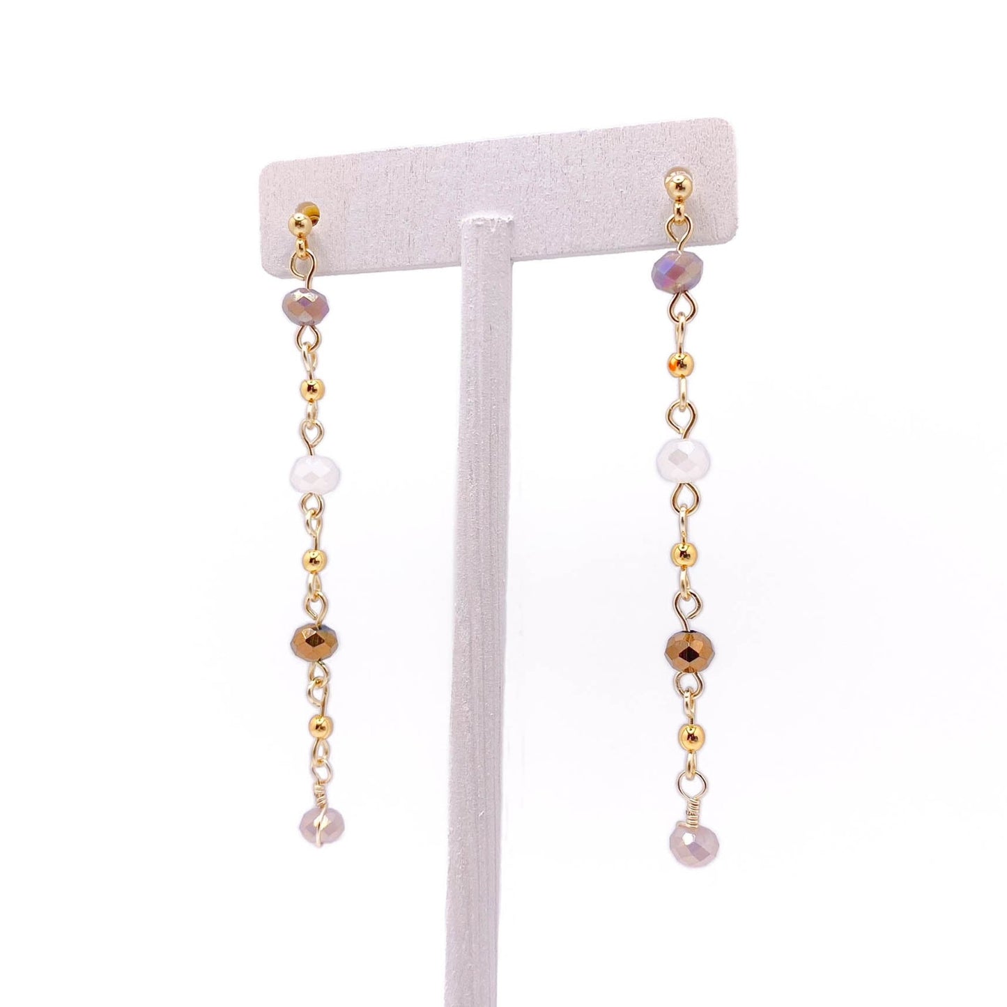 Multicolor purple crystal gold earrings