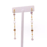 Multicolor purple crystal gold earrings