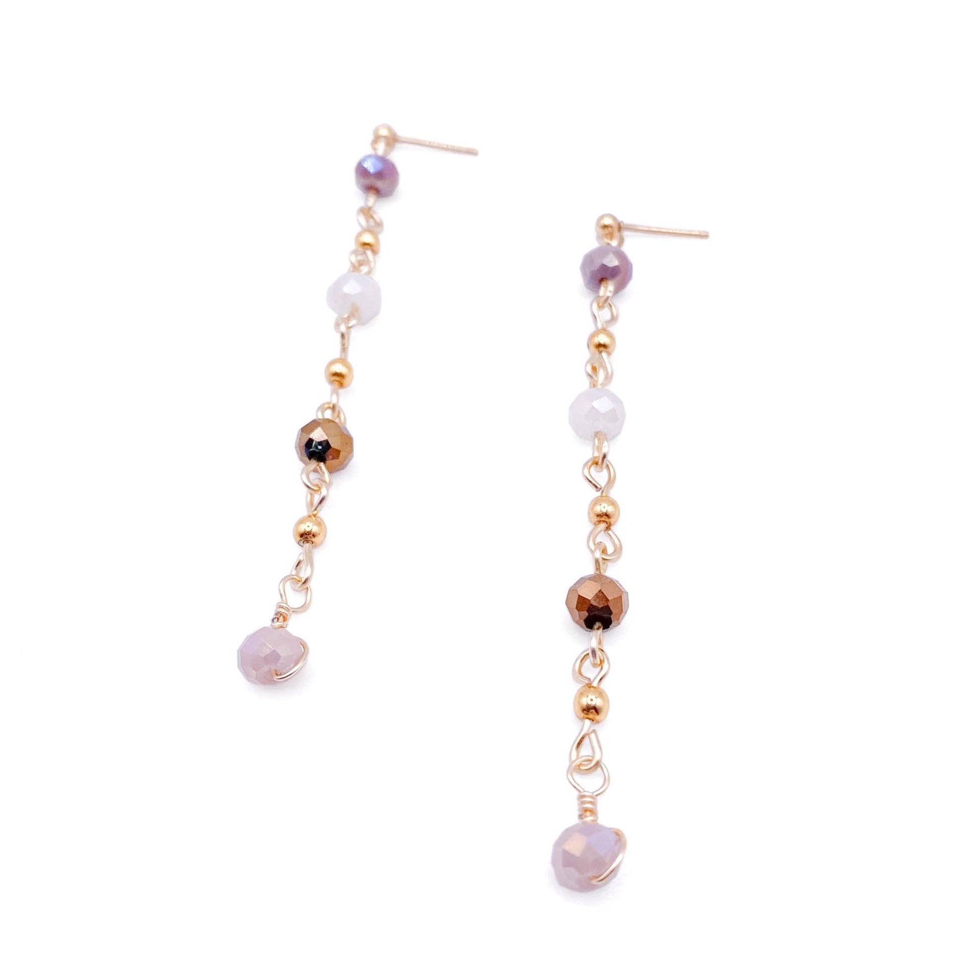 Multicolor purple crystal gold earrings