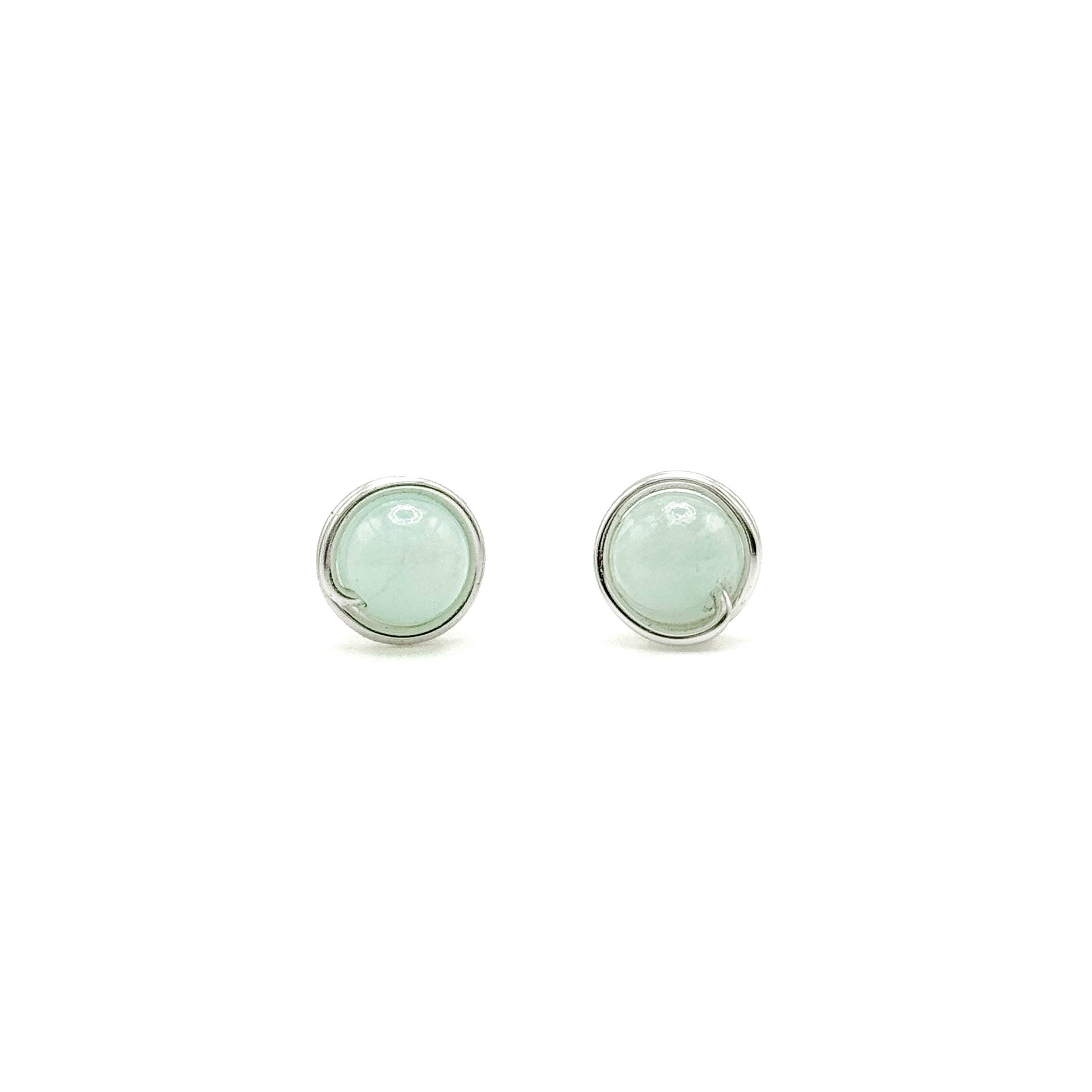 Opal agate silver stud earrings