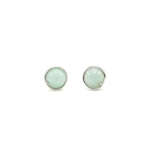 Opal agate silver stud earrings