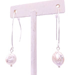 Freshwater pearl silver threader earrings