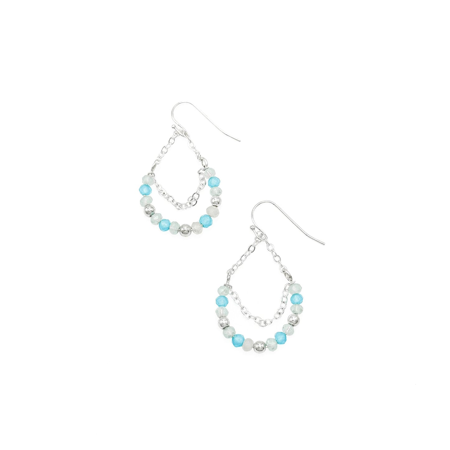 Blue white silver earrings