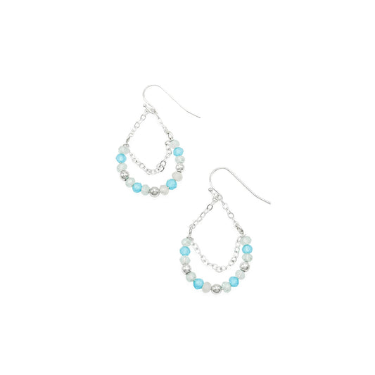 Blue white silver earrings