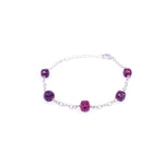 Red purple agate silver bracelet